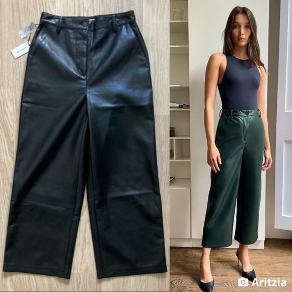 Aritzia Babaton Faux Leather Pleather Black Coney Pant Size 4